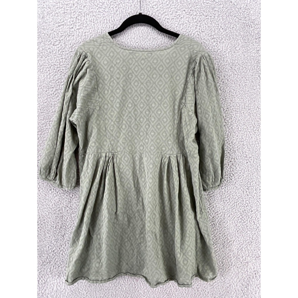 Gudrun Sjoden Button Tunic Womens M Green Geometric Puff Sleeve Organic Cotton - Picture 4 of 9